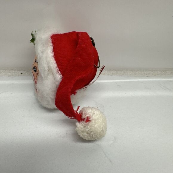 Vintage Santa Head Pin 1965 Cloth Brooch Christmas Gift Ugly Sweater Analee - Picture 7 of 10